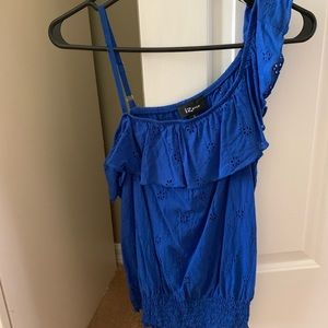 One sleeve royal blue shirt